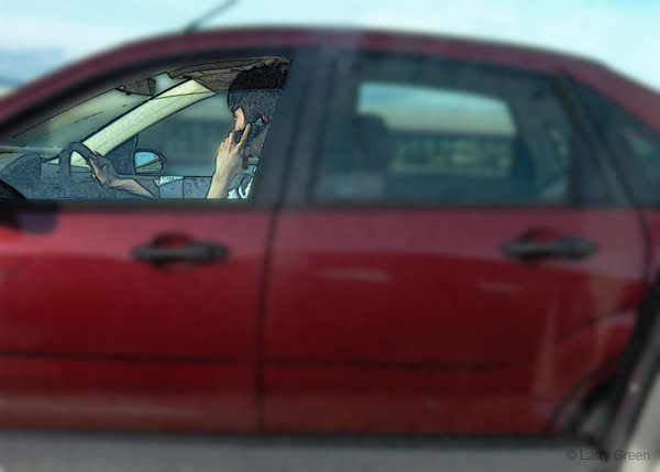 blurred cell phone driver